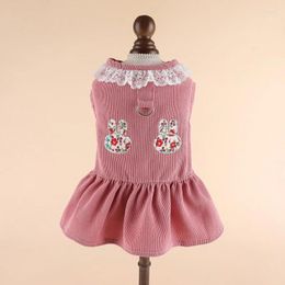 Dog Apparel Pet Dress Clothes Round Neck Adorable Soft Comfortable Skirt Lattice Splicing Sleeveless Supplies