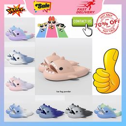 Designer Casual Platform shark Slides Slippers Woman anti rainbow fashion slip wear-resistant Light weight breathable Low cut super soft sandals Flat Slipper