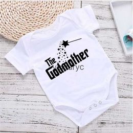 Rompers The Godmother Print Newborn Baby Bodysuits Funny Summer Short Sleeve Infant Rompers Body Boys Girls Jumpsuits Toddler Outfits H240508