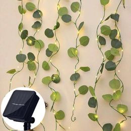 Strings 10M 5M 2M Solar Artificial Leaf Flower LED String Lights Garland Wedding Decoration Light Christmas Holiday Lighting