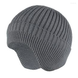 Berets Winter Beanies Men Women Woollen Earmuffs Hat Cycling Wind-Proof Cap Outdoor Keep Warm Autumn And Stretch Ski Knitted