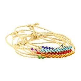 Bracelets 100pcs Fashion braided rainbrow 12 beads raphia raffia bracelets jewelry, woven friendship Love lucky grass Free shipping