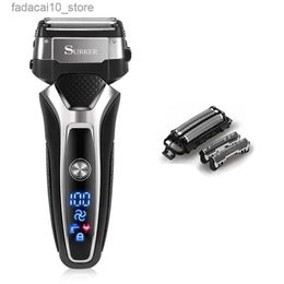 Electric Shavers Turbo two speed wet dry rechargeable electric shaver foil set male USB face beard electric razor for men body shaving machine Q240119