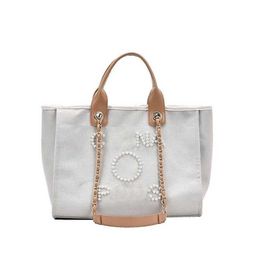 2023 New The tote lady famous designer cool practical Large capacity plain cross body shoulder handbags great coin square canvas Pearl bag 80% off outlets slae