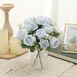 Decorative Flowers Artificial Rose Flower Wedding Home Table Bouquet Arrange Fake Floral Valentine's Day Gift Party Garden Scrapbook DIY