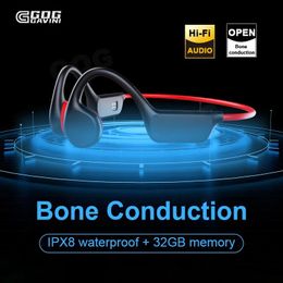 Headphones Real Bone Conduction Earphone Bluetooth 5.3 Wireless Headphone Waterproof Sport Swimming Headset Music HiFi 32GB Memory with Mic