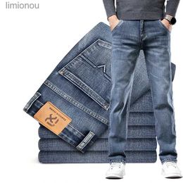 Men's Jeans Autumn Spring Brand Straight Loose Stretch Denim Jeans Classic Business Casual Young Men's Fashion Mid-high Waist JeansL240119