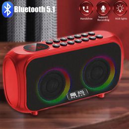 Speakers Bluetooth 5.1 Stereo Subwoofer Speaker Portable FM Radio MP3 Player Colourful Lights/MIC/LCD Display Support TF/USB Music Playbac