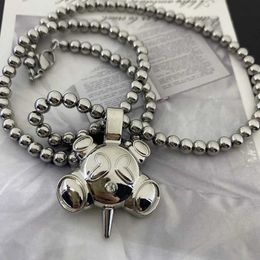 Pendant Necklaces Hip Hop Style Stainless Steel Round Bead Chain Quadangle Ball Necklace Fashion Men and Women's Niche Design Sense Necklace Gift J240119