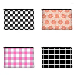Cosmetic Bags Chequered Bag Canvas Toiletry Organiser Bridesmaid Gift Travel Portable Tote