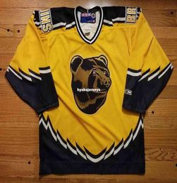 New Jerseys Custom Vintage Ccm Hockey Third Jersey Yellow Pooh Bear Mens Retro Jerseys Vintage Long Sleeves3845258