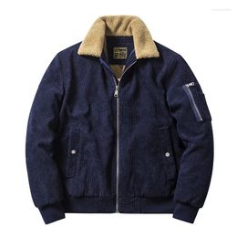 Men's Jackets Winter Plus Velvet Jacket Corduroy Tooling Casual Parka Korean Fashion Solid Color Cotton Men Outwear Male Thermal