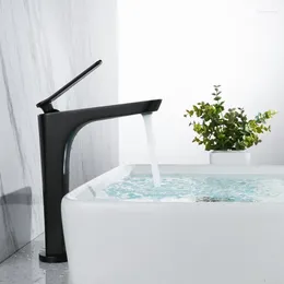 Bathroom Sink Faucets Black Unique High Faucet Solid Brass Basin Cold And Water Mixer Luxury Single Handle Tap