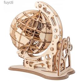 Arts and Crafts Wooden Globe Puzzle 3D DIY Mechanical Drive Building Model Transmission Gear Rotate Craft Kit Home Office Decoration Toys Adults YQ240119