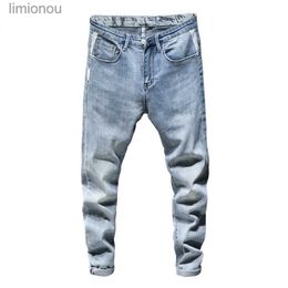 Men's Jeans Skinny Jeans Men Light Blue Grey Stretch 2022 Spring New Fashion Casual Denim Pants Jeans Men's Clothing Long Trousers CowboysL240119
