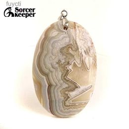 Arts and Crafts Real Natural Crazy Lace Rosetta Agate Gem Stone Pendant Ornament Handicraft Making Jewellery DIY Crystal Necklaces for Gift BK487 YQ240119