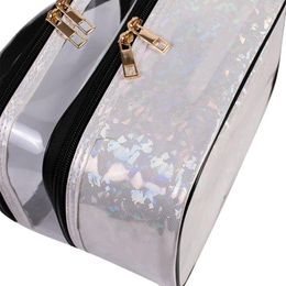 Cosmetic Bags Double Layer Bag Makeup Toiletry Transparent Black