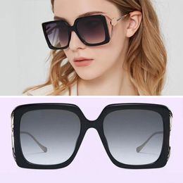 Fashionable oversized rectangular frame sunglasses for women luxurious decorative mirrors temperament metal frame glasses with high quality box GG1324