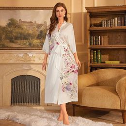 Women's Sleepwear 2024 Satin Pyjamas For Women In Summer Large Size Light Luxury Three Quarter Sleeves Cool Feeling Home Wear Robe Female