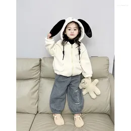 Jackets Outerwear Childrens Clothing Coat Winter Children Korean Hooded Plush Thickening Warm Tops Lovely Simple