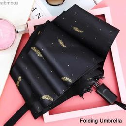 Umbrellas 26CM Windproof Double Layer Resistant Folding Umbrella Bronzing Sunny Anti-UV Parasol Wind Rain Resistance Ideal for Outdoor Use