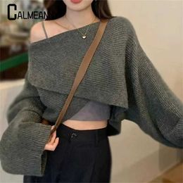 Women's Blouses Shirts Women Pullover Sweaters 2023 Autumn Sexy Hot Girl Short Off Shoulder Jumpers Female Korean Edition Raglan Sleeve Knitted Top YQ240120