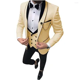 Men's Suits 3 Pieces Suit Slim Fit Shawl Lapel Costume Homme Blazer Tuxedos Groom Wedding Terno Masculino (Jacket Pants Vest)