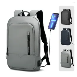 Backpack Men Business Slim Work Waterproof 14" Laptop Bag USB Travel Women Outdoor School Black