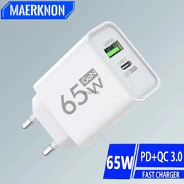 Cell Phone Chargers GaN 65W PD USB Type C Charger Mobile Phone Quick Charge Type C Wall Charger For Samsung Huawei EU/US Plug Charger