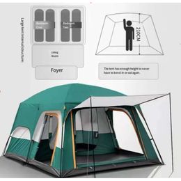 Shelters 320x220x195cm Two-bedroom Tent Oversize for 5-8 Person Isure Camping Tents Doub-plies Thick Rainproof Outdoor Family