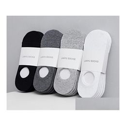 Men'S Socks Men Women Cotton Super Low Invisible Socks Ventilation With Anti-Slip Gel Heel Grip Non Slip Flat Ankle Sock Drop Deliver Dhzhg