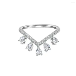 Cluster Rings Fashionable 925 Sterling Silver Droplet Diamond Ring With Light Luxury Jewellery