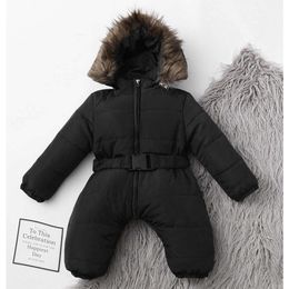 "Cozy and Adorable Winter Infant Baby Romper: Solid Jacket Hooded Jumpsuit for Boys and Girls, Warm and Thick Coat Outfit Snowsuit, Newborn Cute Jumpsuit"