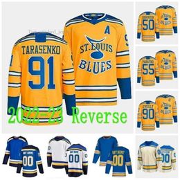 Custom ''blues''reverse Retro Jersey St. L Kyrou Brayden Schenn Robert Thomas Buchnevich Vladimir Tarasenko Binnington Colton Parayko Torey Krug 2044