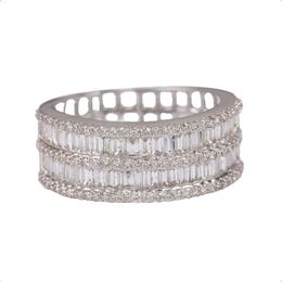 Trendy New Arrival Solid 18k White Gold Gifting Fine Jewelry Natural Baguette Diamond Eternity Band Ring Manufacturer Supplier