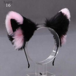 Party Hats Lolita Faux Fur Headband Furry Animal Cat Ears Plush Fox Ear Head Hoop Bezel Hairbands Hair Hoop Handmade Hair Accessories Cute YQ240120