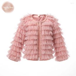 Jackets Fashion Baby Girl Princess Jacket Toddler Child Peral Tulle Coat Long Sleeve Outwear Spring Autumn Winter Clothes 1-12Y