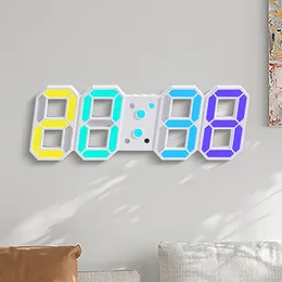 Wall Clocks 3D Digital Clock Hanging RGB Lighting Modern Night Light LED Electronic Table Silent Brightness Adjustable