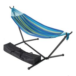 Hammocks Wapella Stripe Hammock And Stand In A Bag Load Capacity 250 Lbs Blue Green 50.79 X 11.02 7.48 Inches 230923 Drop Delivery Hom Dhvsb