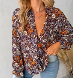 Women's Blouses Long Sleeves Blouse Women Streetwear Spring 2024 Fashion Versatile Temperament Commuting Ditsy Floral Print Top For Female