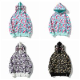 New a Bathing - Wgm Letter Ap Double Shark Head Full Zip Hoodie