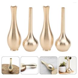 Vases 4 Pcs Ceramic Flowers Small Birthday Gift Copper Decoration Container Home Metal Compact