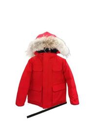 Designer Canadian Kids Down Jacket Coat Winter Children Solid Gooses Thick Warm Luxurious Cloth With Fur Hooded Parkas Baby Outdoor 7ZLF8