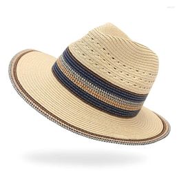 Bandanas Women Panama Hat Summer Straw Hats Striped Colour Band Sun Beach Jazz