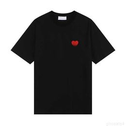 Mens t Shirt De Coeur Tees Short Sleeves Shirts Men Designer Top France Fashion Embroidered Heart Pattern Round Neck Paris T-shirt Yyh IQ3I
