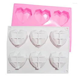 Baking Moulds DIY Chocolate Silicone 3D Diamond Love Cookie Mold Heart Pastry DecoratingTools Kitchen Accessories
