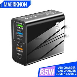 Cell Phone Chargers PD 65W USB GaN Charger Quick Charge 3.0 Type C Wall Charger Fast Charge Phone Charger Adapter For 15 14 13 Samsung