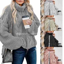 Women's Sweaters 2024 Fall Winter Turtleneck Pullover European And American Loose Long Sleeve Solid Hemp Short Sweater Women