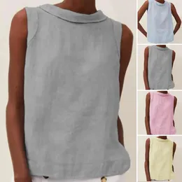 Women's Tanks 2024 Fashion Casual Polo Collar Sleeveless Solid Cotton Comfortable Sweat-absorbing Shirt Tank Top