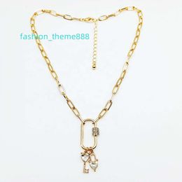 Jewelry wholesale gold plated key lock 18K gold plated heart diamond Pendant necklaces for women
